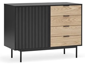 Comodă neagră/în culoare naturală joasă cu aspect de lemn de stejar 108x80 cm Sierra – Teulat