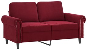 Canapea cu 2 locuri, rosu vin, 120 cm, catifea Bordo, 152 x 77 x 80 cm