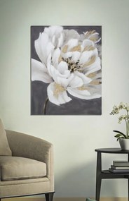 Tablou decorativ multicolor din lemn de Pin si panza, 80x3,7x100 cm, Flower White Mauro Ferretti