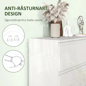HOMCOM Comodă cu 6 Sertare din PAL, pentru Dormitor, Design Modern și Multifuncțional, 112x34x75 cm, Alb | Aosom Romania