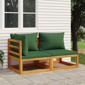 360018 vidaXL Set canapea de grădină, 2 piese, cu perne, lemn masiv de acacia