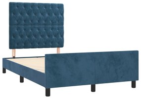 3270600 vidaXL Cadru de pat cu tăblie, albastru închis, 120x190 cm, catifea
