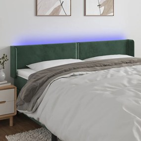 Tablie de pat cu LED, verde inchis, 183x16x78 88 cm, catifea 1, Verde inchis, 183 x 16 x 78 88 cm