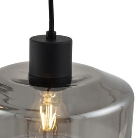 Lampă suspendată modernă neagră cu sticlă fumurie cu 3 lumini - Sheena