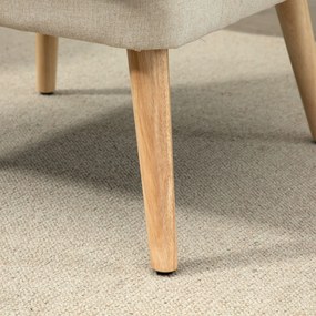 HOMCOM Fotoliu Scandinav Fotoliu confortabil pentru salon Fotoliu pentru dormitor Picioare din lemn masiv captuseala din material de in bej | Aosom Romania