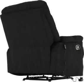 Fotoliu reglabil masaj, material textil catifea negru, LAMBERT