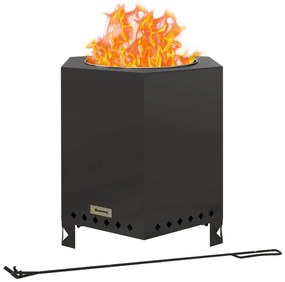 Outsunny Focar Focar Tăcere, inclusiv cu croșetă, 45 x 38,8 x 46,5 cm, Argintiu + Negru | Aosom Romania