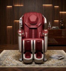 ROVO Luxury 4D - Fotoliu de Masaj Premium 4D, Design Space Walking, Brațe de Masaj Extensibile, Senzori Detectare Obstacole, Încălzire Spate și Gambe, Bluetooth, Roșu