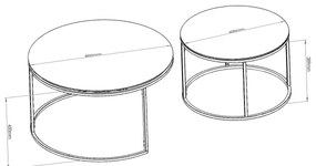 SET 2x măsuță de cafea TOKYO d. 60/80 cm negru