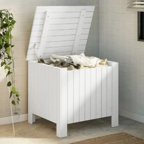 vidaXL Cutie depozitare capac "RANA", alb, 60x49x54 cm, lemn masiv pin