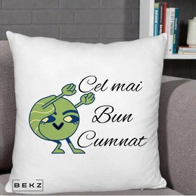 Cadou pentru Cumnat - Perna Personalizata Cel mai Bun Cumnat cu Personaj Funny Verde, 40x40 cm, Alb Pufos, Husa Detasabila, Perna Inclusa, BEKZ®