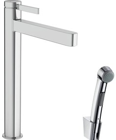 Baterie lavoar inalta Hansgrohe Finoris 260 cu dus igienic si ventil Push-Open crom