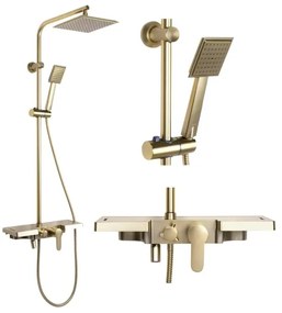 REA-P4121 - Set de duș BRAVO cu baterie, finisaj auriu periat