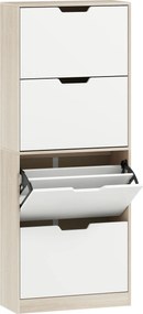 HOMCOM Dulap Subțire pentru Pantofi cu 4 Sertare pentru 16 de Perechi de Pantofi 62.5x26x156 cm, Culoare Lemn și Alb | Aosom Romania