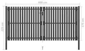 Poarta de gard gradina, antracit, 4 x 2,25 m, otel 4 x 2.25 m