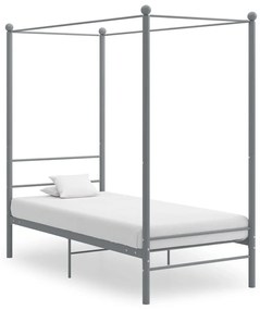 Cadru de pat cu baldachin, gri, 100x200 cm, metal Gri, 100 x 200 cm