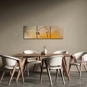 Tablou - Flori macro (cu ceas) (90x30 cm)