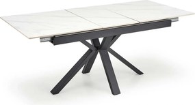 Masa extensibila PLATAN, alb cu efect de marmura/negru, piatra sinteri