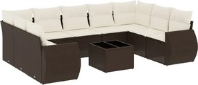 vidaXL Set canapele de grădină cu perne, 10 piese, maro, poliratan