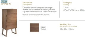 Dulapior elegant cu 4 sertare, design modern Walnut AC-CP1702-A