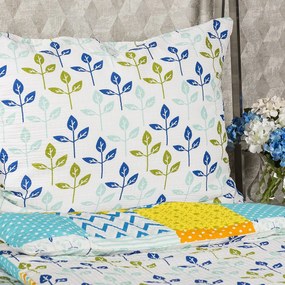 Lenjerie de pat bumbac crep 4Home Patchwork albastru,140 x 200 cm, 70 x 90 cm, 140 x 200 cm, 70 x 90 cm