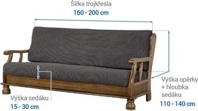 Nueva Textura Huse care se întind foarte bine NIAGARA antracit 3fotoliu cu manere de lemn (l. 160 - 200 cm)