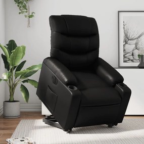 vidaXL Fotoliu rabatabil electric cu ridicare, negru, piele ecologică