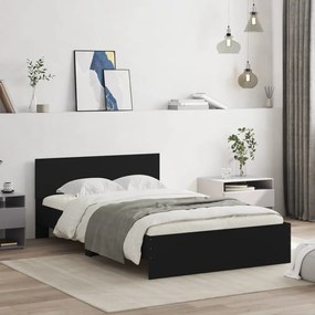 3207505 vidaXL Cadru de pat cu tăblie, negru, 135x190 cm