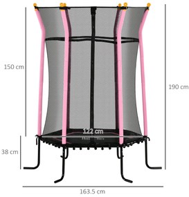 HOMCOM Trambulină Elastică pentru Copii 3-10 Ani cu Intrare cu Fermoar și Bare Căptușite, Ø163,5x190 cm, Roz | Aosom Romania