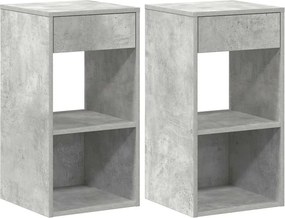 vidaXL Noptiere cu sertar 2 buc gri beton 35x34x66,5 cm