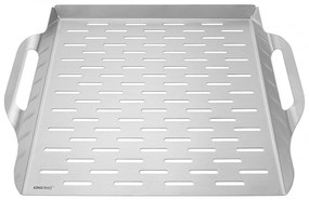 Tava pentru gratar Kinghoff KH 1917, 37x31 cm, Otel inoxidabil, Perforata, Margini înalte, Inox