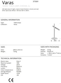 Lampa de masa LED design modern minimalist Varas alb/crom SV-373581