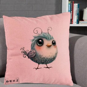 Perna Decorativa Pui Teal cu Aripioare Ornamentale, 40x40 cm, Roz, Husa Detasabila, Perna Inclusa, BEKZ®