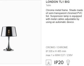 Veioza, lampa de masa LONDON CROMO TL1 BIG 032375
