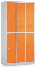 Dulap metalic - 6 cutii, 90 x 45 x 185 cm, blocare, portocaliu - ral 2004