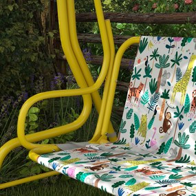 AIYAPLAY Leagăn Hollywood pentru copii, 2 locuri, cu copertină reglabilă, centură de siguranță, pentru 3-6 ani până la 60 kg 112x75x120cm Verde | Aosom Romania