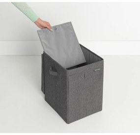 Cutie de rufe stivuibilа Brabantia 1000828, 35 L, Deschidere frontala, Capac lat, Pliabil, Negru