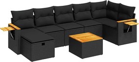 vidaXL Set mobilier de grădină cu perne, 8 piese, negru, poliratan