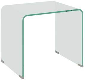 HOMCOM Măsuță de Cafea Modernă cu Picioare Antiderapante, Măsuță din Sticlă Securizată, 50x40x45 cm, Transparentă, Design Elegant | Aosom Romania