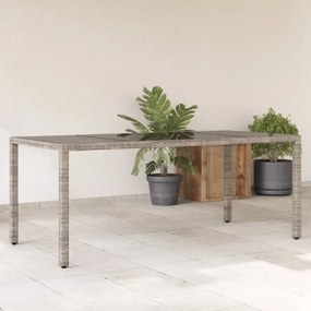 Masă de grădină cu blat din sticlă gri, 190x90x75 cm, poliratan
