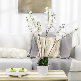 HOMOCOM Floare artificiala Orhidee in ghiveci 75 cm, Orhidee Phalaenopsis artificiala pentru decorarea casei, alb HOMCOM | Aosom RO