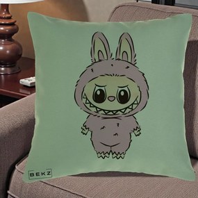 Perna Personalizata Labubu Mov Pastel, 40x40 cm, Verde, Husa Detasabila, Perna Inclusa, BEKZ®