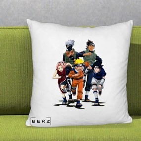Perna Personalizata Naruto Echipa 7 Kakashi Sensei, 40x40 cm, Alb Pufos, Husa Detasabila, Perna Inclusa, BEKZ®