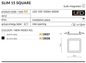 Spot LED pentru baie incastrat IP44 Slim 15 square 3000K negru