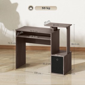 HOMCOM Birou calculator multimedia rafturi pliante tastatura cos particule gri | Aosom Romania