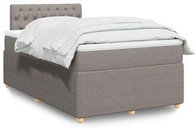 vidaXL Pat box spring cu saltea, gri taupe, 120x200 cm, textil