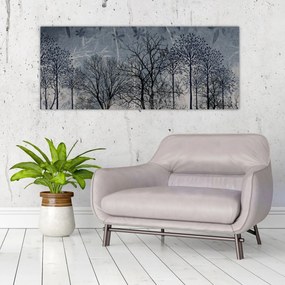 Tablou - Siluetă copac și frunze (120x50 cm)