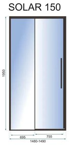 Usa de nisa culisanta Rea Solar 150 cm sticla 6 mm negru