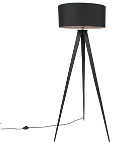 Lampa de podea moderna neagra cu abajur negru - Ilse
