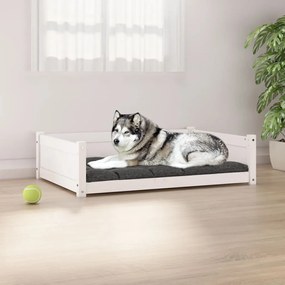 vidaXL Pat pentru câini, alb, 105,5x75,5x28 cm, lemn masiv de pin